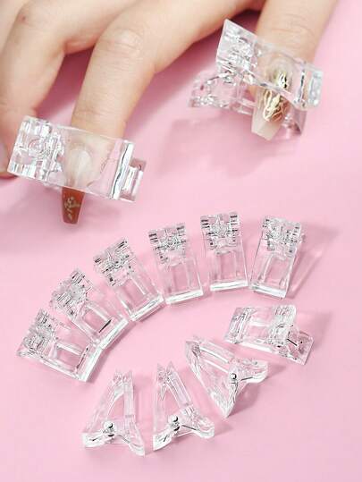Bộ 2/5/10 kẹp đầu móng trong suốt, kẹp nối móng acrylic, kẹp cố định móng nghệ thuật tái sử dụng, kẹp tạo hình móng gel, kẹp tạo khuôn móng không gây đau, thích hợp cho móng polygel, tạo hình nhanh, dụng cụ làm móng, thích hợp cho salon và tự làm móng tại nhà, thích hợp cho người mới bắt đầu.