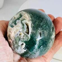 1pc Stunning Rare Moss Agate Crystal Cluster Ball, Mineral Collectible, Exquisite Moss Agate Crystal Ball, Loose Gemstone Replica, Perfect Home Decor Art Collectible, Unique Holiday Gift, Ideal Choice For Collectors - Moss Agate - View 11