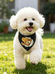 Bandana Hewan Peliharaan Poliester Lembut dan Nyaman, Latar Belakang Hitam dengan Motif Beruang, Aksesori Anjing, Perlengkapan Hewan Peliharaan, Anjing Bahagia, Cetakan Kartun, Cocok untuk Kucing dan Anjing untuk Penggunaan di Dalam atau Luar Ruangan - Hitam - View 4