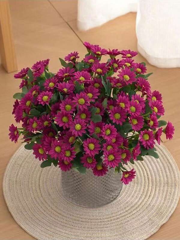 5 ramos de flores de margarita africana artificial, resistentes a los rayos UV, adecuadas para decoración de bodas, ramos de novia, fiestas, jardín, balcón, sala de estar, plantas de exterior, etc.