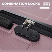 YONSLY 16 Inch Suitcase With Detachable Wheels 360° Combination Lock Double Zipper Soft Rubber Handle Trolley Travel Suitcase For Vacation - 玫瑰紅 - 查看 4