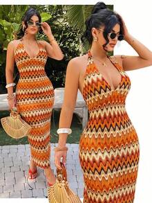 Vestido a rayas de colores, casual para playa/resort, uso en bar y discoteca, tallas grandes - Multicolor 4 - Ver 8