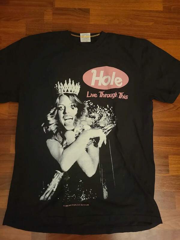The Hole Band Merch T-Shirt - Black With Pink Vintage Logo, Unisex Retro Music Merch Suitable For Concerts, Everyday Wear And Year-Round Collecting, Machine Washable