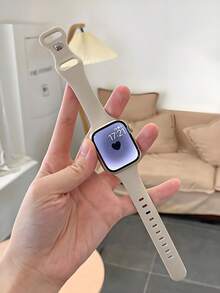 超薄米色矽膠錶帶女款，運動風，尺寸 40mm 41mm 42mm 44mm 45mm 49mm 46mm S11-42mm，纖細腰身設計，相容 Ultra 4/SE 3/Series 12/S11/S10/S9/S8/S7/S6，透氣個性化蝴蝶扣可愛女款，適合游泳瑜伽健身，夏季海灘活動禮物萬聖節 - 米色 - 查看 2