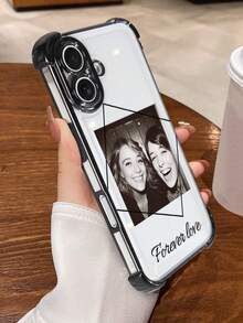 1 Personalized Customized Photo Name Text Anti Drop Transparent Black Full Border Phone Case, Compatible With IPhone 17/Air/17pro/17promax/16/16pro/16plus/16promax/15/14/13/12/11 And Other Models, Suitable For Giving As A Gift To Friends - Black - View 5