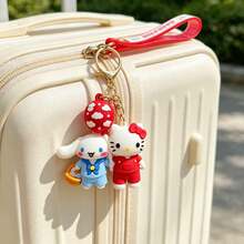 MINISO Sanrio 可愛卡通角色矽膠腕帶鑰匙圈，卡通手機吊飾包裝配件，適合日常使用、旅行、背包裝飾與手提包點綴，時尚便攜設計 - 款式2 - 查看 3