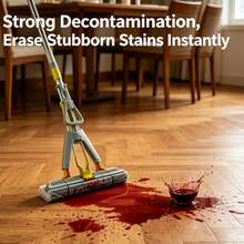 39cm Wide Head Hands-Free Microfiber Mop, Stainless Steel Handle, Wet & Dry Floor Cleaning Tool - B - View 5