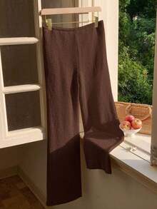 Pantalones tejidos a rayas de verano para mujer - Marrón - Ver 2
