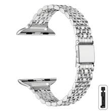1条男女通用不锈钢表带，兼容 Series 1-9、S10、S11 Ultra、2和SE，金色/银色可选，附带拆卸工具，方便调节。 - 銀色 - 查看 8