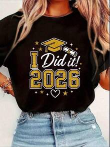 T-shirts för studenten 2026, Jag Gjorde Det Studenten 2026, T-shirt för studentfirande, Storlek 2Y-10Y, S-XXXL, Damtröjor, Herrkläder, T-shirt för tonårskillar, Kläder för barn, Perfekt present till skolans sista dag och Miljödagen, Fars dag, Passar till matchade kläder för föräldrar och barn. - Svart - Visa 8