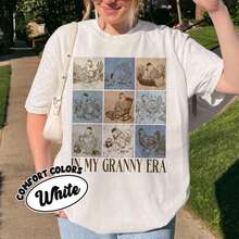 'In My Grandma's Era' T-Shirt, 'Grandma Core' Graphic T-Shirt, Floral Chicken T-Shirt, Gifts For Grandmothers, Mother's Day T-Shirt - 白色 - 查看 6
