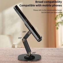 1pc 360 Degree Rotating Desktop Phone Holder, Adjustable & Foldable Phone Stand, Aluminum Alloy Desk Mount With Non-Slip Base, Suitable For Tablets & Phones, Home Accessory - A - View 5