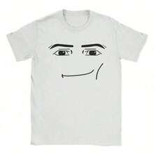 Anime Robot Robloxs Face T-Shirts Women Fun Tees Crew Neck Short Sleeve T Shirts Women Clothing Harajuku T Shirtsgraphic Tees Men Shirts Streetwear White Shirt Black Shirt - White - View 6