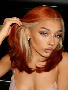 Ginger Orange Highlight Blonde Short Body Wave Lace Front Wigs Human Hair 13x4 HD Transparent Bob Lace Frontal Wigs For Women With Baby Hair For Daily Use 200 Density Water Wave Glueless Wigs Human Hair Looks More Natural And Full - Highlight - View 4