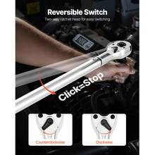Click Torque Wrench, 3/4 Inch Drive, 100-600 Lbf-Ft / 136-814N.M, Dual-Direction Torque Wrench Set With Dual Range Scales, 48-Tooth, ±3% High Precision, Alloy Steel, For Automobile Repair - 3/4 英寸 - 查看 6