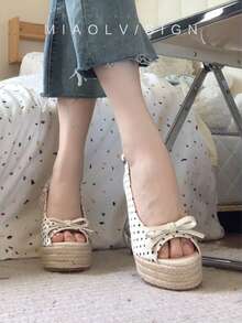 Summer-Ready Leather-Like Synthetic Leather With A Retro Style And PU Lining. 6.5cm Heel, Suitable For Petite Women. - 白色 - 查看 5