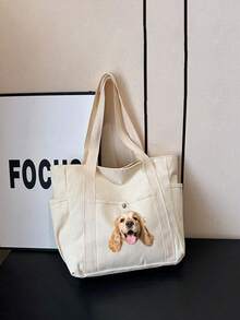 Personalized Pet Photo & Name Canvas Tote Bag, Personalized Multi-Pocket Canvas Tote Bag, Large Capacity, Reusable, Canvas Tote Bag - Multicolor - View 4