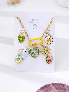Bộ dụng cụ tự làm vòng cổ charm nhiệt đới tùy chỉnh - Mặt dây chuya trái cây & bãi biển có thể tháo rời với dây xích thép không gỉ, tự tạo trang sức nhiều lớp phong cách (Phong cách mùa hè/bãi biển/nhiệt đới, charm trái cây & bãi biển, quà tặng cho những người yêu du lịch) - Bộ mặt dây chuyền chủ đề đại dương tự làm - Xem 4