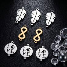 10 个多款式镂空双孔连接器，18K 镀金 304 不锈钢，DIY 项链和手链制作配件 - 雙吊連接器 - View 3