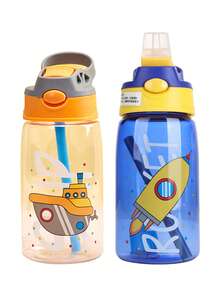 1 pièce Tasse à paille en plastique de 480 ml, Tasse à jus/lait portable, Cadeau pour la rentrée scolaire/célébration - Multicolore - Voir 6