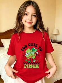 Too Cute To Pinch Kids Printed T-Shirt - Red - View 8