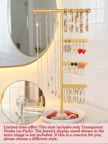 Elegant Metal Jewelry Stand With Tray For Stylish Storage And Display Of Necklaces,Jewelry Towers, Earrings, And Bracelets,  Home Decor,Perfect Earring Display Stand For Home Organization Or Jewelry Retail, Ideal Christmas Gift For Fashion Lovers - one-size - View 11