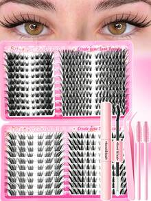 Eimny 320Pcs Manga Style Lash Clusters Kit, D-Curl Natural Look Eyelash Extension Kit, 0.05Mm Ultra-Thin Invisible Band, Fine Individual Lashes, Spiky Fairy Cluster Lashes,DIY Eyelash Extensions For Home Use - Multicolor - View 13