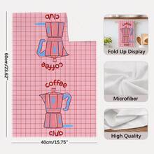 2pcs Kitchen Towels, Pink Plaid & Stripe Coffee Themed Print, 40*60cm Absorbent Microfiber Dish Cloths, Hand Towels, Kitchen Decor, Housewarming Gift, Suitable For Kitchen & Bathroom, Great For Homemakers & Family Gatherings, - Pink - View 3