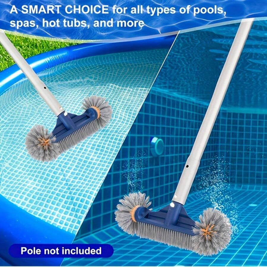 1pc Round Head Pool Brush, Suitable For Inground/Above Ground Pools, Spas, Hot Tubs, Efficient Pool Brush Head, Compatible With Standard Pool Pole, Pole Not Included - A - View 1