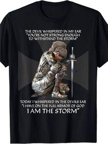 Camiseta de hombre con versículo bíblico cristiano: La armadura de Dios - Negro - Ver 1