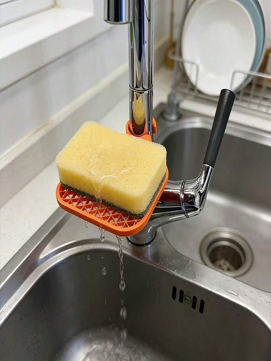 1/2pcs 3D Printed Sink Drain Rack, Soap Brush And Cloth Storage Rack, Reinforced Frame, Cloth Drying Rack, Kitchen Sponge Storage Rack, Sink Dish Sponge Drain Rack, Sponge Holder, Storage Rack, Bathroom Faucet Accessories, Kitchen Storage Rack, Kitchen Utensils, Kitchen Accessories, Kitchen Shelf, Bathroom Accessories - A - View 1