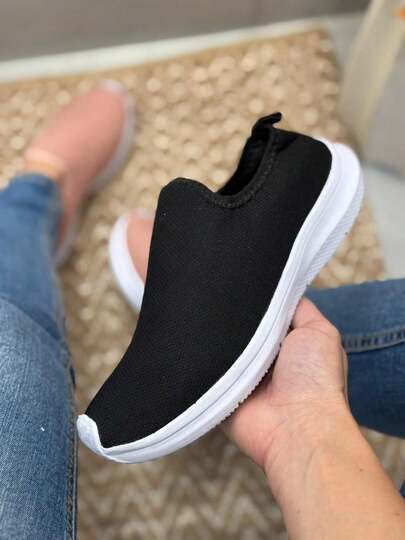 Tênis Meia Feminino Confortável Muito Leve Macio Calce Fácil Slip On Casual Dia Dos Namorados