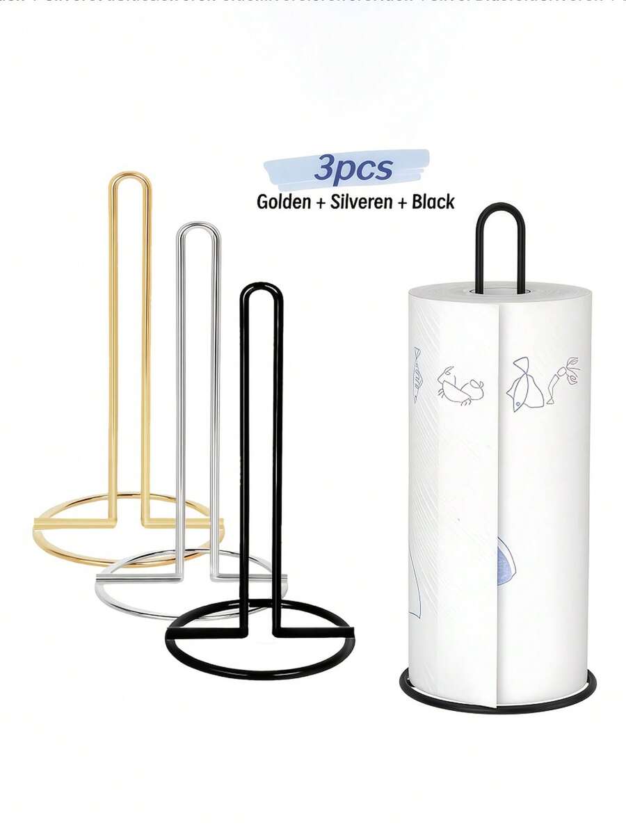 1個銀色廚房紙巾架,不鏽鋼檯面捲紙分配器附加重底座,耐用且省空間的儲物架,可選擇壁掛安裝,現代耐用廚房儲物配件,適合日常使用 - 彩色 - 查看 1