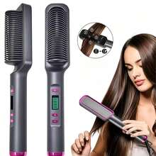 Multifunctional Electric Hair Straightener Comb, Anti-Scald Straightening Styling Tool, Hair Straightening Comb - US A Type Plug(110-127V) - View 2
