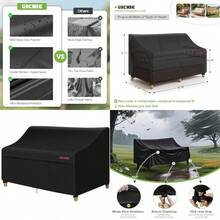 RICHIE - Funda de sofá de 3 plazas resistente al agua para exteriores con ventilación de aire resistente a los rayos UV para muebles de patio de 90 pulgadas de ancho x 34 pulgadas de profundidad - 1 paquetenegro - Ver 1