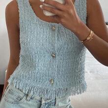 Camisa de negocios casual de verano para mujer - Azul - Ver 6