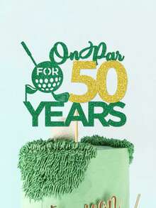 1 pieza Decoración para pastel de golf con brillo verde y dorado "Par for 40/50/60 años", decoración de pastel de cumpleaños con tema de golf para hombres, papá, esposo, abuelo, suministros para fiesta de 40, 50 y 60 cumpleaños y jubilación - Ver 8