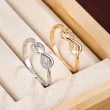 1pc Minimalist Digital 8-Shaped Design Cubic Zirconia Inlaid Women's Ring - Multicolor - View 9
