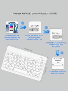 360° Rotating Keyboard Case Compatible With Ipad A16 (11th/10th Gen), 9th/8th/7th Gen (10.2"), Air (10.9"/11"), Made Of TPU Flip Cover PU Leather, Wireless Bluetooth Keyboard (150mAh Battery) And Stand Included, Silver Gray - Silver - View 8
