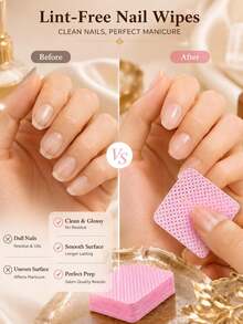 1000pcs Lint-Free Nail Polish Remover Pads - Acetone Resistant, Suitable For Nail Preparation And Gel Nail Removal, Can Be Used For Eyelash Extensions, Waterless Nail Cleaning, Suitable For Salon And Home Use, Pink Lint-Free Nail Wipes, Disposable Nail Polish Remover Pads, Non-Woven Nail Pads - Multicolor - View 6