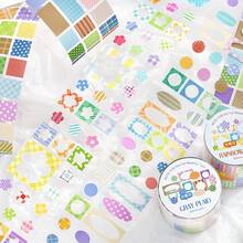 1 Roll Colorful Geometric Patterned Washi Tape, Cute Heart & Star Designs, Suitable For Scrapbooking, Planner Decoration, DIY Crafts, Stationery Supplies - 1 Roll - View 7