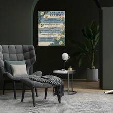 1 pieza de arte de pared en lienzo con marco de madera rústica - Diseño floral y de pájaros inspirado en la naturaleza serena con texto alemán, perfecto para la decoración de la sala de estar, el dormitorio o el estudio, mural de pared interior, decoración de pájaros - Enmarcado - Ver 2