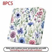 1pc/2pcs/6pcs/8pcs Set Floral & Plant Digital Print Outdoor Sofa Cover (Sofa Cover Only, Sofa Not Included), Protect Sofa Furniture, Home Decor, Machine Washable Patio Cushion Cover With Elastic Hem, Outdoor Sofa Seat Cushion Cover, Patio Furniture Cover, Living Room Furniture Protector, Suitable For Garden, Park, Indoor & Outdoor Sofa Cushion, Sectional Sofa And Armchair - B - View 17