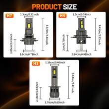 HYNBYZJ 2入 H7 H4 H1 LED大燈 200W 120000LM 超亮 9003 HB2 聚光燈汽車燈泡 H7 LED Canbus 車燈 6000K 12V 24V - A - 查看 10