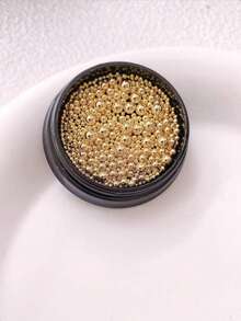 1盒3D圓形美甲裝飾鋼珠 DIY美甲用品，美甲珠寶美甲鑽飾小鋼珠，金色、銀色、玫瑰金、槍黑色，美甲沙龍用品，隨機混色尺寸美甲飾品 - 金色 - 查看 5