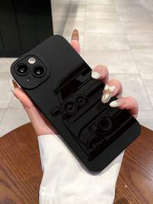 1pc JDM Skyline Sports Car Matte Black Phone Case, Covers, Super Cool Street Style Car Pattern Shockproof Phone Case, Ideal Gift For Car Enthusiasts & Daily Fashion Accessory, Compatible With & Models, For Him - Black - View 6
