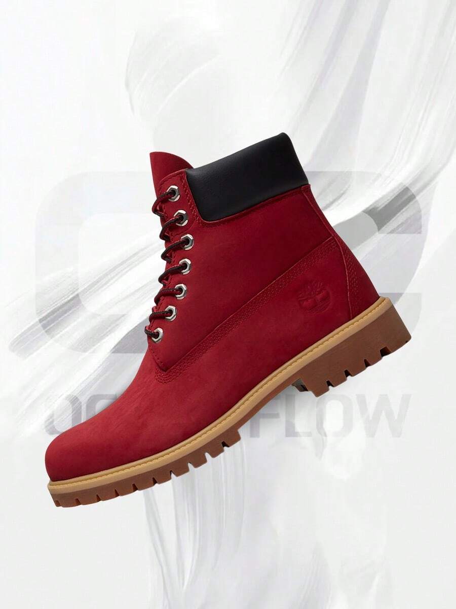 Timberland 6" Premium Waterproof Boot Dark Red Nubuck– Men's Lifestyle Sneakers – Shoes For Man -Vintage-Spring & Summer-Inspired Running Shoes, Shock-Absorbing Comfort, Gym To Streetwear Casual Wear-Mother's Day Gifts-Father's Day Gift-TB0A41MWEQ1 - 深紅色 - 查看 1
