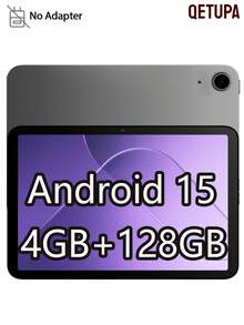 Qetupa 10.1 吋 Android 15 平板電腦，T606 八核 1.6GHz 處理器，4GB RAM+128GB ROM，802.11ax WIFI6 2.4G+5G，藍牙 5.0，Incell FHD(1920x1200)IPS 觸控螢幕，5MP+8MP 雙鏡頭，6000mAh 大電池，支援 1TB 擴充（不含適配器） - 查看 2