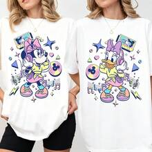 Disney Women's T-Shirts 90s Vintage Minnie Daisy Besties Oversized T-Shirts, 100% Cotton Retro Short-Sleeved Casual Shirts, And Graphic Printing T-Shirts For Exquisite Female Gifts - trắng - Xem 1