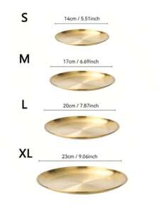 1pc Stainless Steel Gold Dessert Coffee Tray, Western Style Plate, Pizza Plate, Breakfast Coffee Tea Snack Plate, Gold Decorative Serving Tray, Birthday, Party Supplies, Thanksgiving, Easter, Christmas Gift Party (Gold), Kitchen, Christmas Gift - Gold - View 9